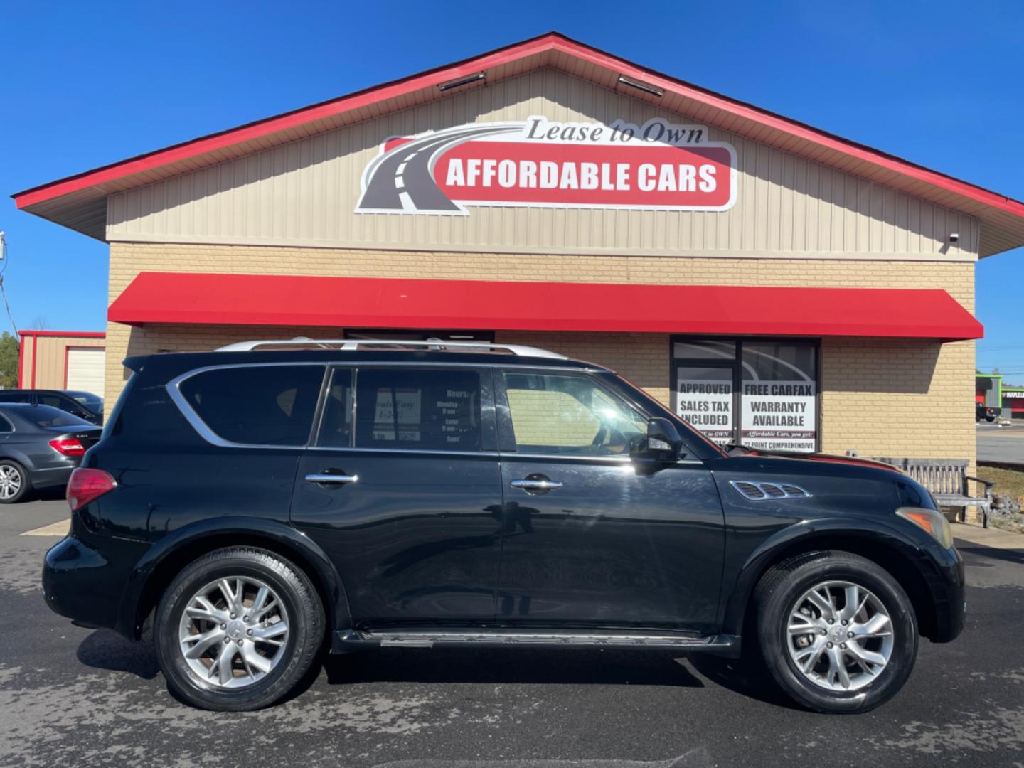 2012 Black INFINITI QX (JN8AZ2NE5C9) with an V8, 5.6 Liter engine, Automatic, 7-Spd transmission, located at 8008 Warden Rd, Sherwood, AR, 72120, (501) 801-6100, 34.830078, -92.186684 - Photo#0